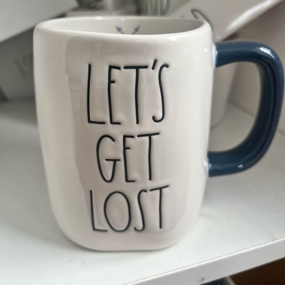 Rae Dunn Lets Get Lost Coffee Mug Ceramic New Travel Gift Large New